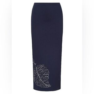 STAUD Karina Embroidered Leaf Pencil Skirt